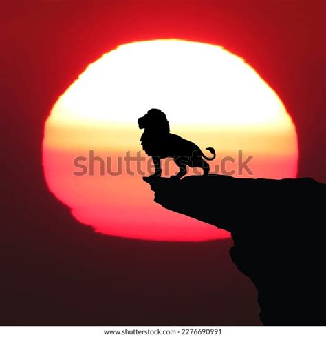 Lion Silhouette Sunset Art Vector Lion Stock Vector (Royalty Free ...