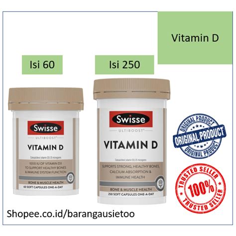 Jual Swisse Ultiboost Vitamin D D3 1000iu Isi 60 250 Pack Shopee