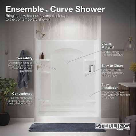 Sterling Ensemble White 4-Piece 30-in x 60-in x 76-in Base/Wall ...