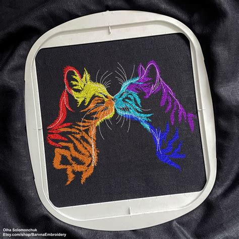 Kissing Cats Machine Embroidery Design Love Embroidery Designs