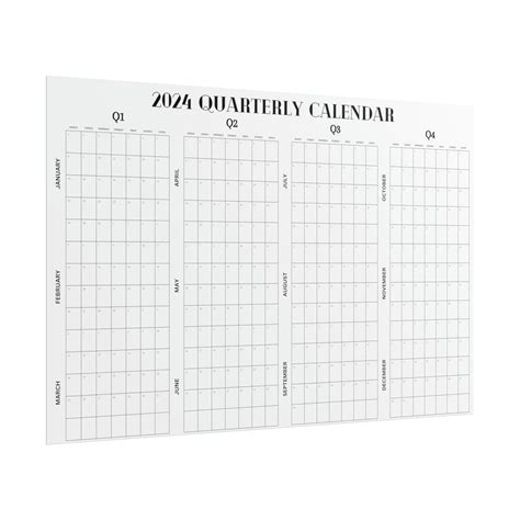 2024 Quarterly Calendar 2024 Wall Calendar Quarterly Planner