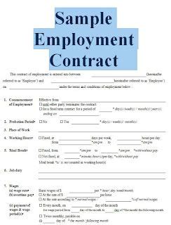 Sample Contract Of Employment Free To Print Contract Template