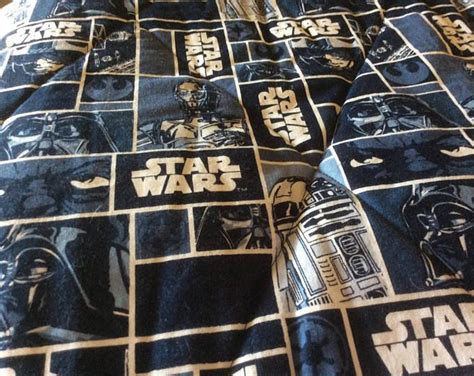 Star Wars Quilt Star Wars Qult Darth Vader R2D2 CP30 Blue Quilt