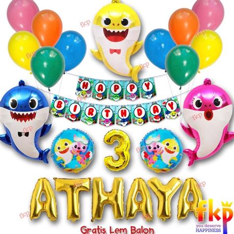 Jual Paket Dekorasi Baby Shark / Paket Dekor Ulang Tahun Balon Ultah