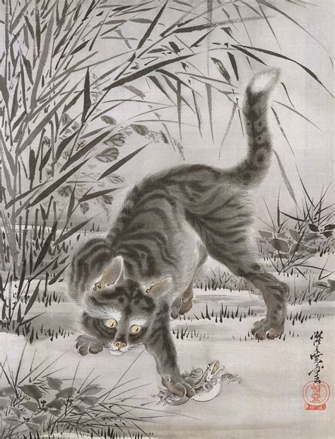 Cat Catching Frog (1887) Japnese | Free Photo - rawpixel