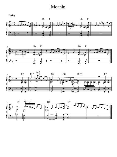 Moanin Jazz Piano Pdf