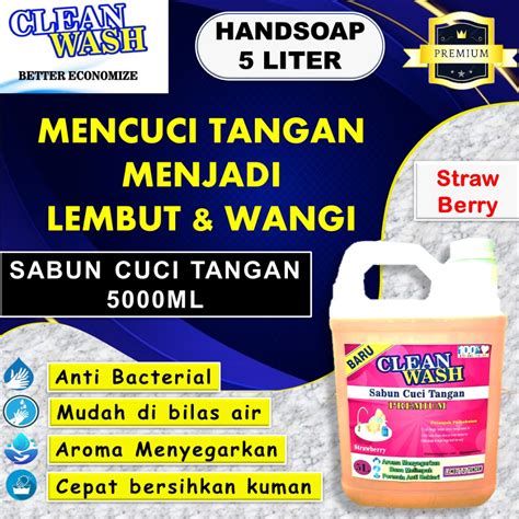 Jual Clean Wash Sabun Cuci Tangan Premium Handsoap Wash Strawberry 5 Liter Shopee Indonesia