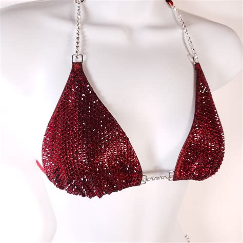 Dark Red Diamond Competition Suit Npc Bikini Custom Fit Bodybuilding Posing Suit Bikini