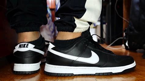 Nike Dunk Low Black Panda Black White On Feet Closer Look