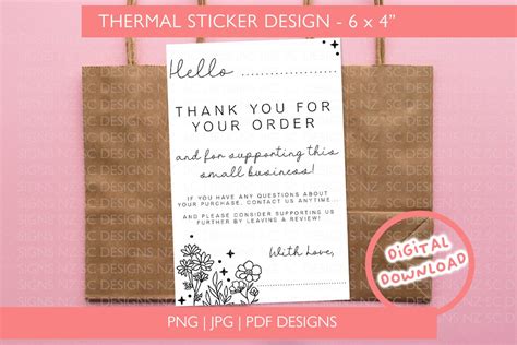 6x4 Thank You Label For Thermal Printer Pdf Customer Thank You Thermal Sticker Small Business