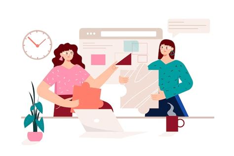 Premium Vector Teamwork Pink Concept With People Scene In The Flat