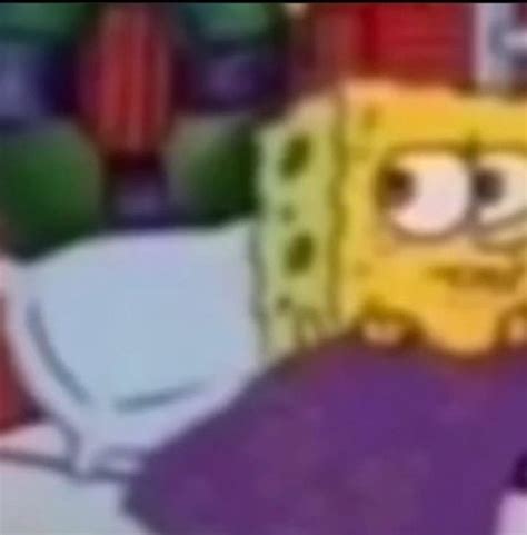 Spongebob Side Eyeing Grabbing His Blanket Spongebob Funny Pictures