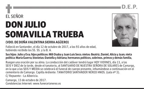 DON JULIO SOMAVILLA TRUEBA Esquela El Diario Montañés