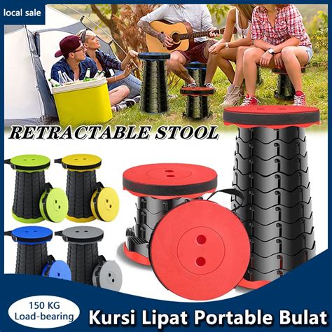 Jual Camping Kursi Lipat Portable Bulat Telescopic Stool Gunung Bangku