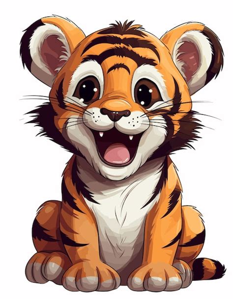 Happy tiger cub cartoon illustration for kids | Premium AI-generated vector