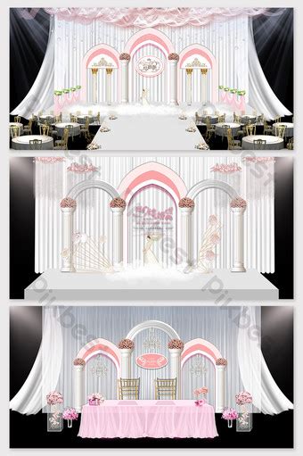 Church Style Champagne Elegant Wedding Renderings Decors D Models