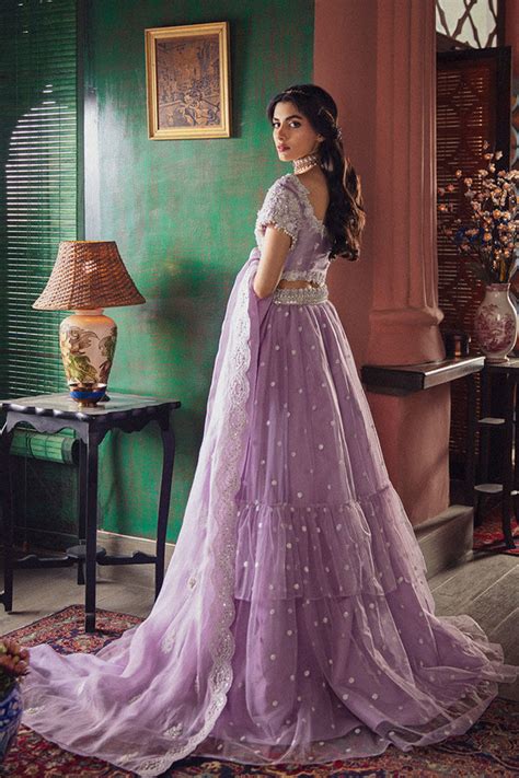 Heavy Designer Indian Bridal Wear Lilac Lehenga Bridal Dress Nameera