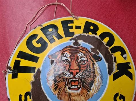 Plaque Maill E Ancienne Biere Tigre Bock Clats Original D Epoque Eur