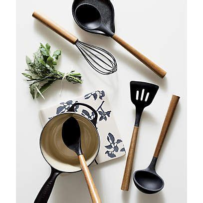 Black Silicone Utensils With Acacia Handles Set Of 6 Reviews Crate