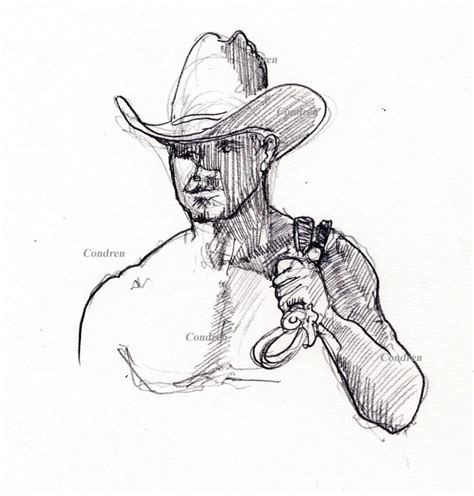 Pencil Drawing Of A Gay Cowboy By Artist Stephen F Condren Condren