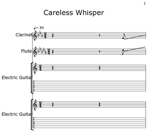 Careless Whisper Sheet Music For Clarinet Flute Electric Guitar