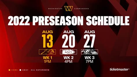 Washington Commanders announce 2022 preseason schedule