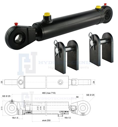 Hydraulikzylinder Doppeltwirkend Cj F Mit Gelenkaugen Mm