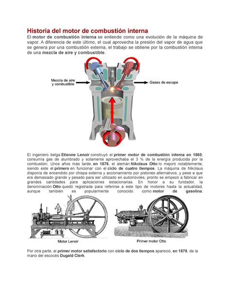 Historia Del Motor De Combusti N Interna A Diferencia De Este Ltimo