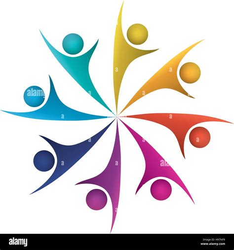 Colorful Teamwork With Abstract Figure Human Stock Vector Image And Art