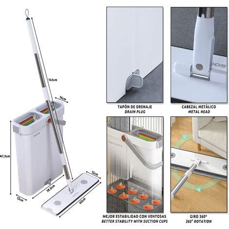 Set De Mopa Plana De Microfibra Y Cubeta Escurridora Joybos