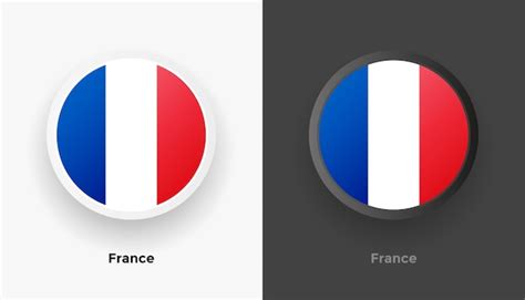 Premium Vector Set Of Two Metallic Rounded France Flag Buttons With