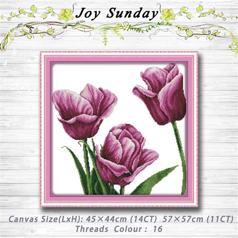 Purple Tulip Flowers Patterns Dmc Ct Ct Counted Cross Stitch Sets