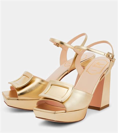 Roger Vivier Embellished Metallic Leather Platform Sandals Roger Vivier