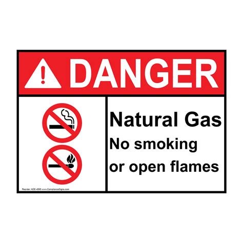 Danger Sign Natural Gas No Smoking Or Open Flames Sign ANSI