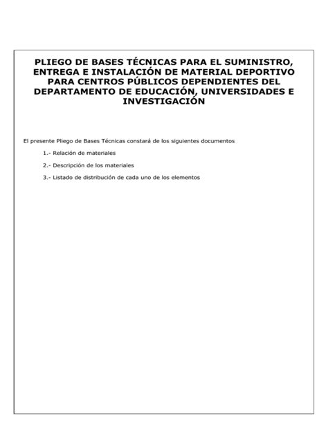 pliego de bases técnicas para el suministro entrega e instalación