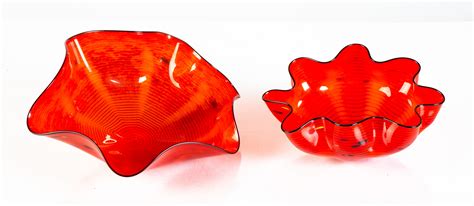 Dale Chihuly American B 1941 Roman Red Seaform Pair 2006