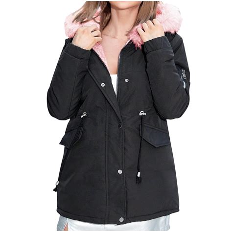 Hfyihgf Womens Winter Thermal Long Hooded Warm Padded Sherpa Lined Parka Jacket Warm Coat Full