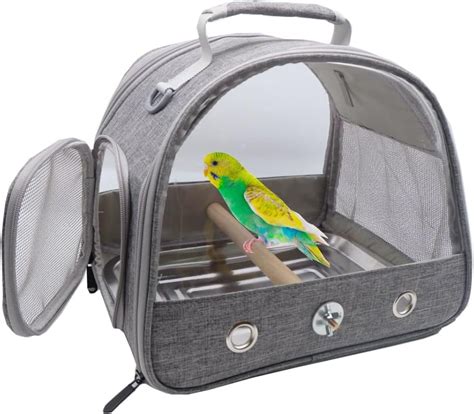 Bird Travel Carrier With Stand Perch And Stainless Trayportable Small