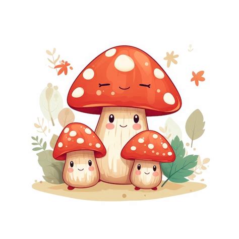 Premium AI Image | Mushroom Mania Adorable Cartoon Fungi in Vector Illustration