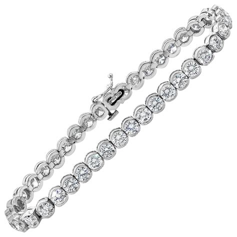 10 Carat Total Weight Platinum Diamond Tennis Bracelet Bezel Set Ben