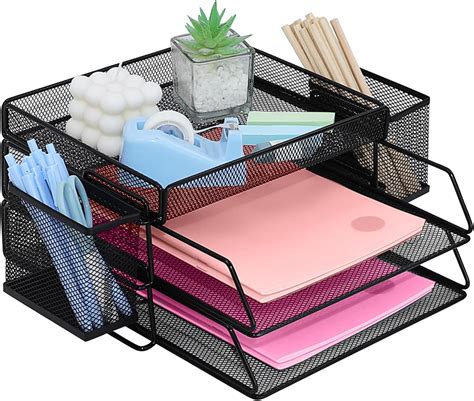 ideallife letter trays stackable  top stationery holder  tier