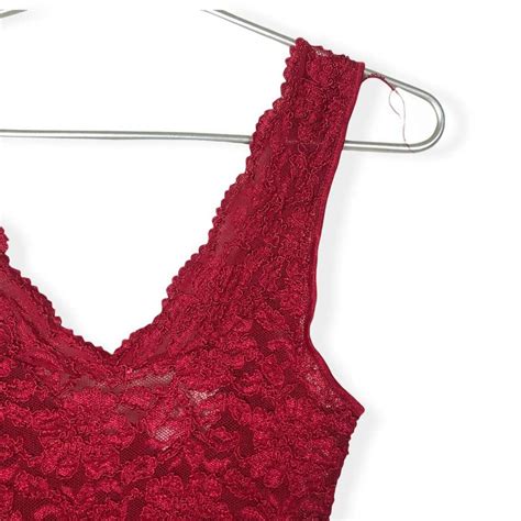 Vintage Fire Red Floral Lace Lingerie Bodysuit Gem