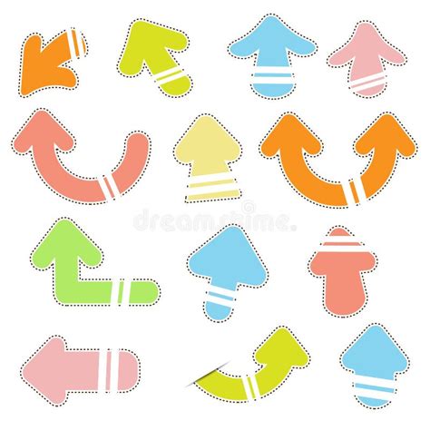 Cute Cartoon Paper Arrow Sticker With Shadow Stock Illustration