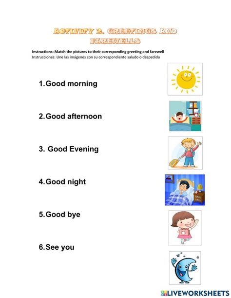 Greetings And Farewells Online Worksheet For St And Nd Grade Values