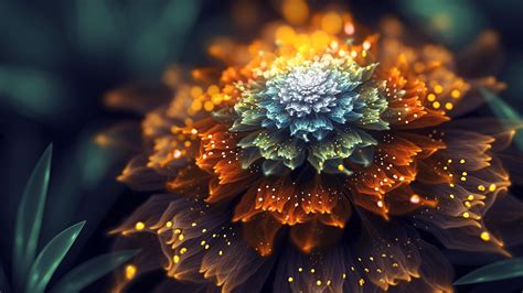 Orange And Blue Fractal Flowers 4K Abstract HD desktop wallpaper ...