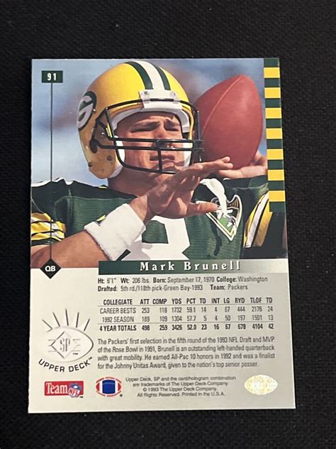 MARK BRUNELL 1993 UPPER DECK SP ROOKIE SIGNED AUTOGRAPHED CARD 91