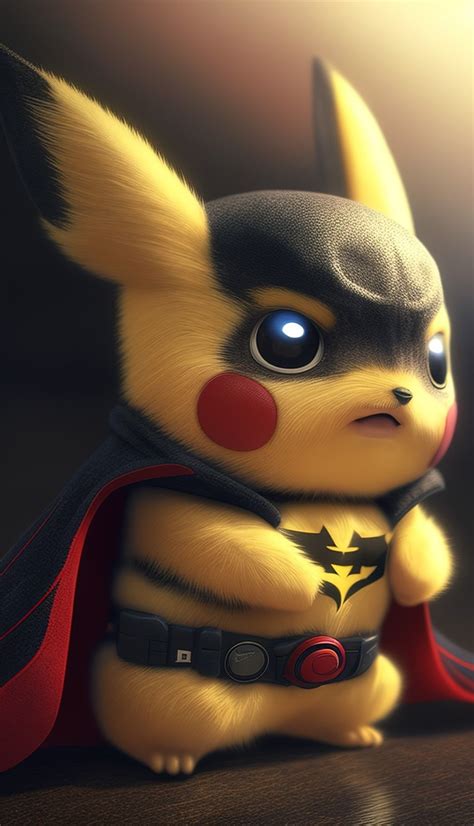 Pokemon Pikachu as Batman, fan art, phone wallpapers