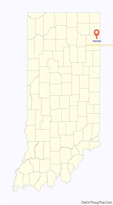 Map of Harlan CDP, Indiana - Thong Thai Real