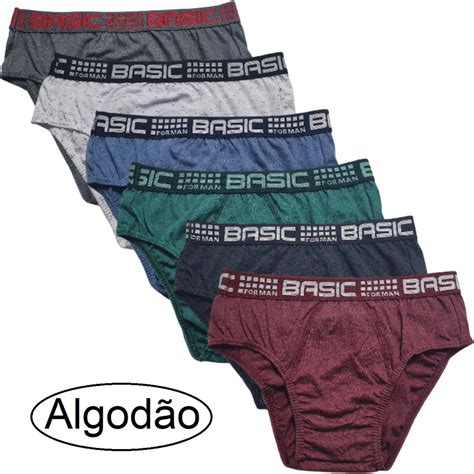 Kit Cuecas Slip Adulto Algod O Premium Atacado B Sica Masculina