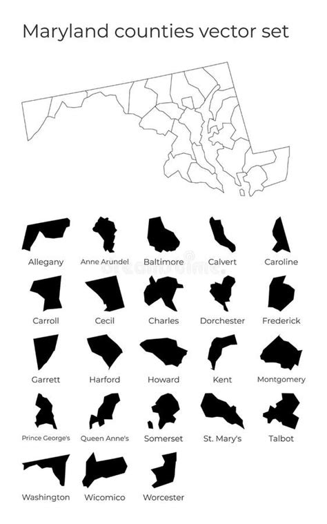 Map of Maryland with Regions Stock Vector - Illustration of delaware ...